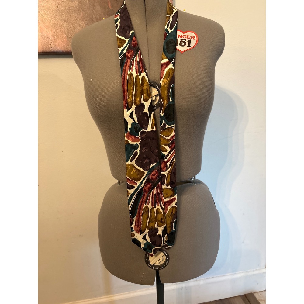 Florenzi Collection Necktie Mens OS Multicolor Excellent Abstract Silk-Look Tie
